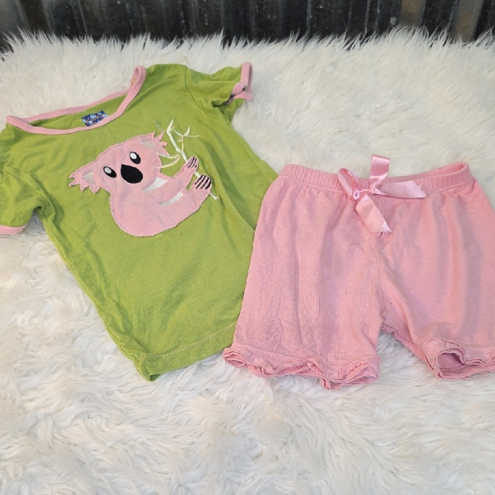 Kickee Pants Green and Pink Koala Pajama Set